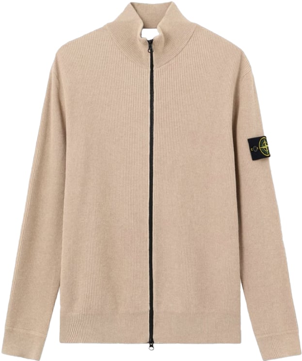 Stone Island Geribbeld, zacht biologisch katoenen vest in de kleur woestijnzand.