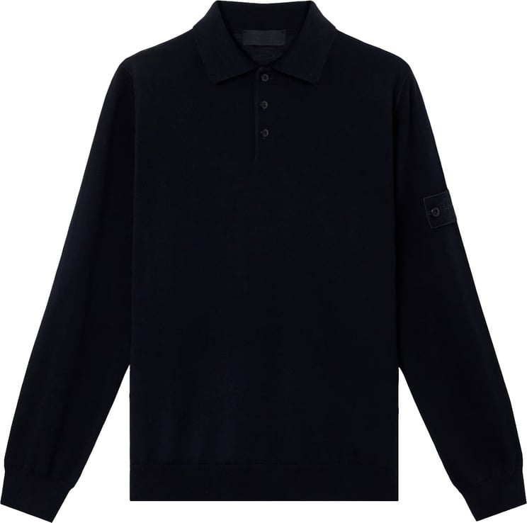 Stone Island SI GHOST LIGHT PURE RWS WOLLEN POLOSHIRT MARINEBLAUW
