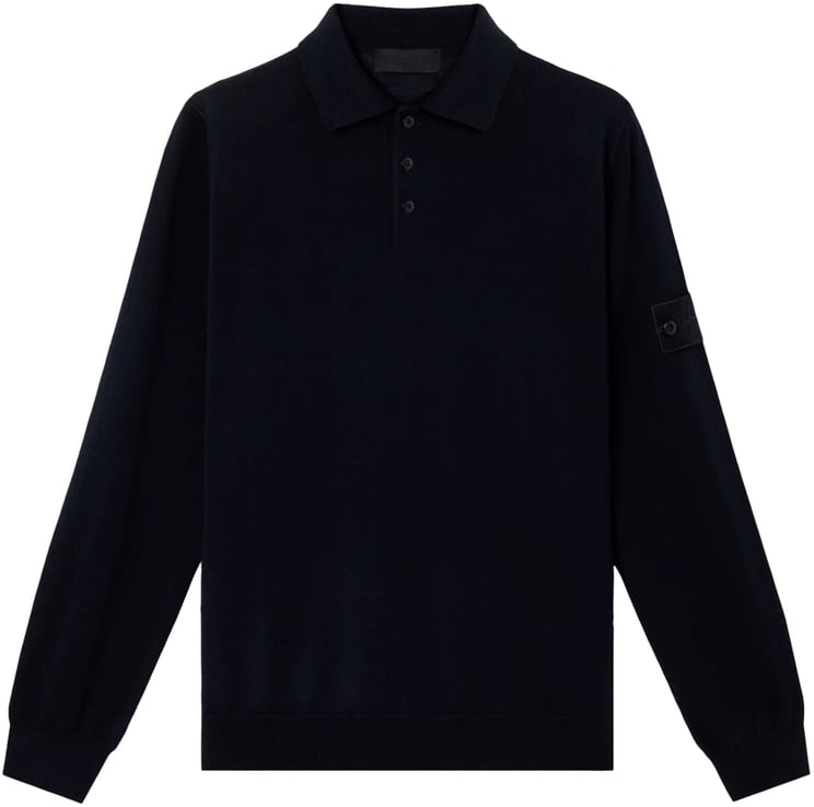 Stone Island SI GHOST LIGHT PURE RWS WOLLEN POLOSHIRT MARINEBLAUW