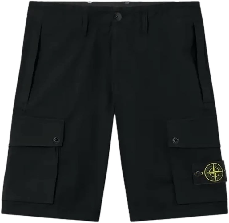Stone Island STRETCH SHORTS VAN BIOLOGISCHE KATOENEN TWILL, ZWART