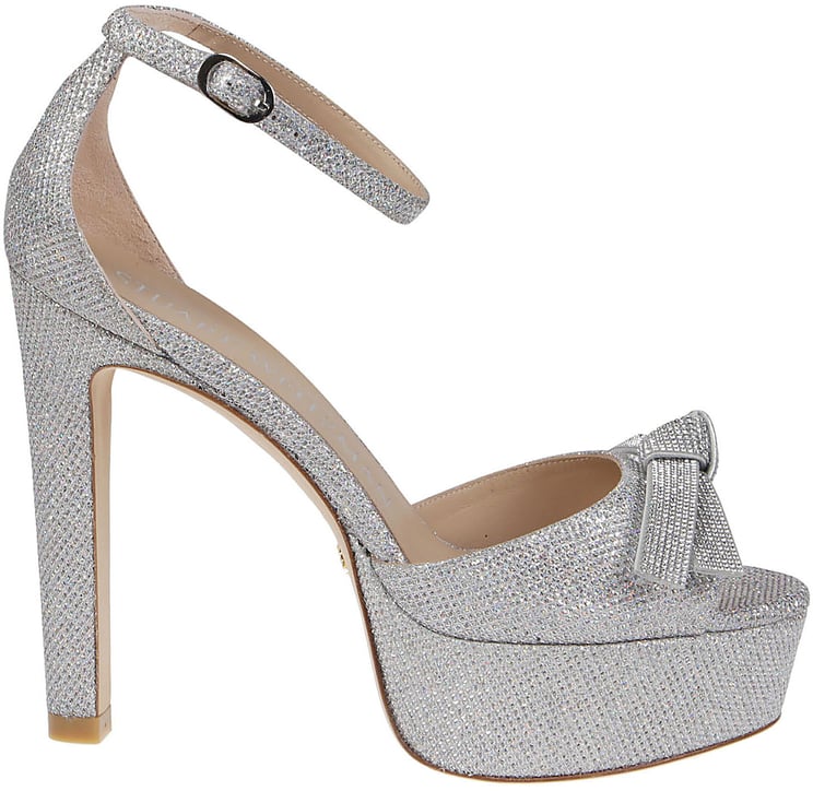 Stuart Weitzman Discoplatform Mega Bow Sandals Metallic