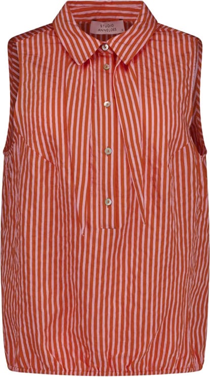 Studio Anneloes STUDIO ANNELOES - Kimmy stripe poplin blouse - 13907 - 2644 Orchid orange/pop pink