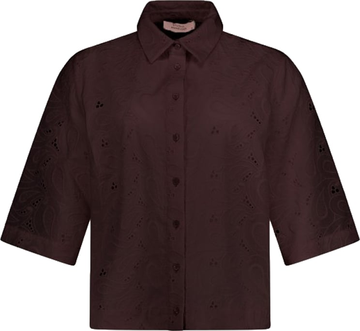 Studio Anneloes STUDIO ANNELOES - Nyra broderie blouse - 13997 - 8700 Espresso