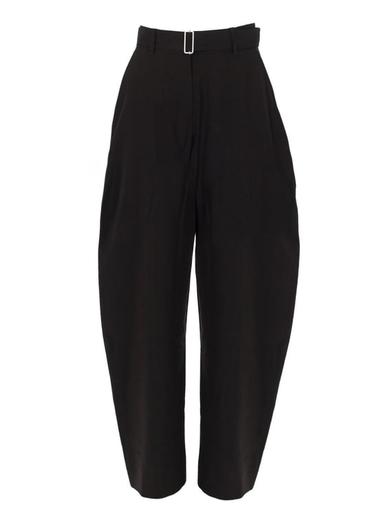 Studio Nicholson Neutrals High Waist Buckle Wide-Leg Pants