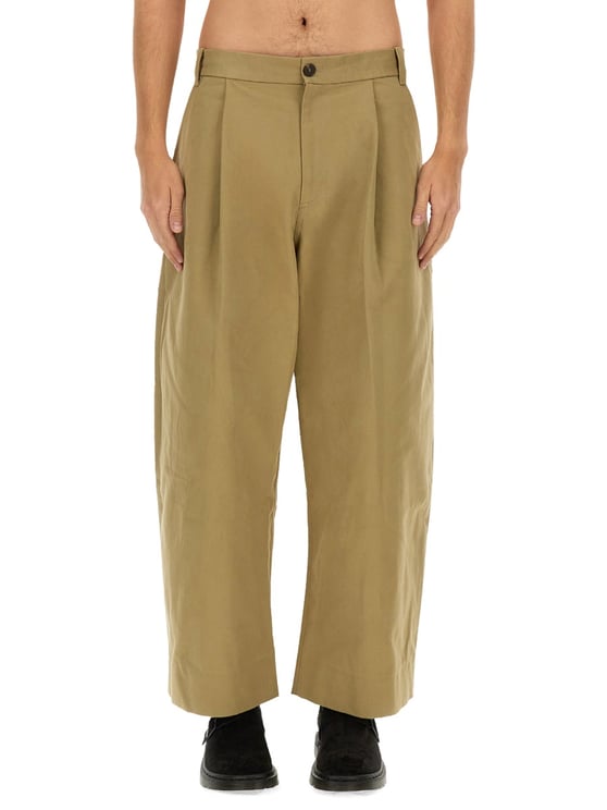 Studio Nicholson Neutrals Sorte Wide-Leg Cropped Cotton Pants