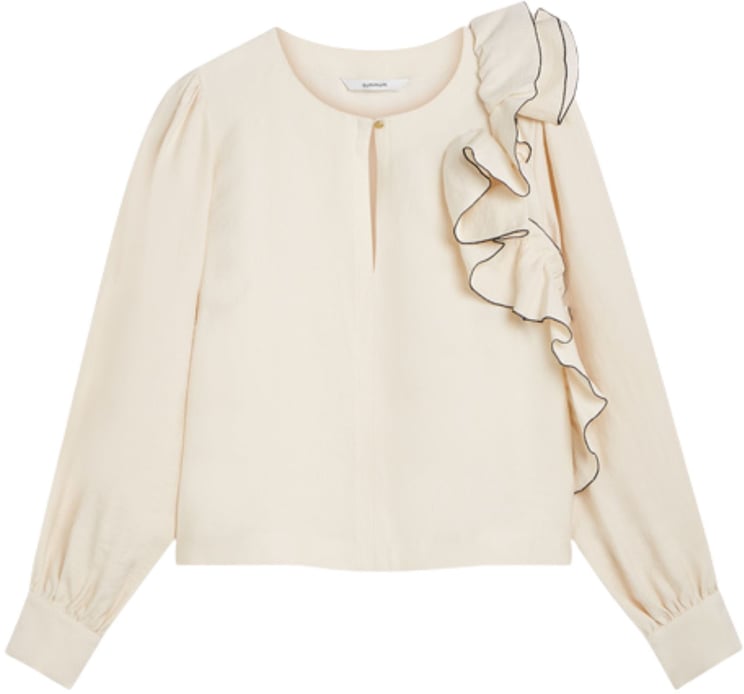 Summum Summum Top Long Sleeves Modal Linen Blend Blouses Off White 2s3424-12372