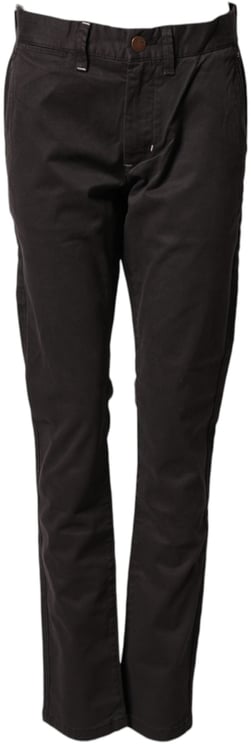 SUN68 Sun68 Dark Brown Cotton Stretch Straight Mid Waist Trouser Pants
