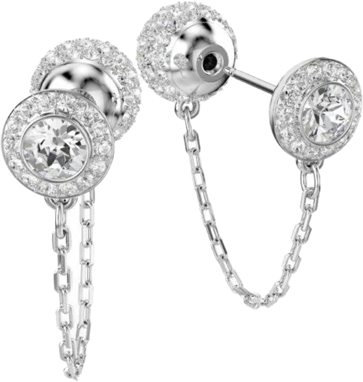 Swarovski Swarovski Oorbellen 5732273 Una Zilverkleurig Dubbele Oorstekers met Witte Stenen Hangers