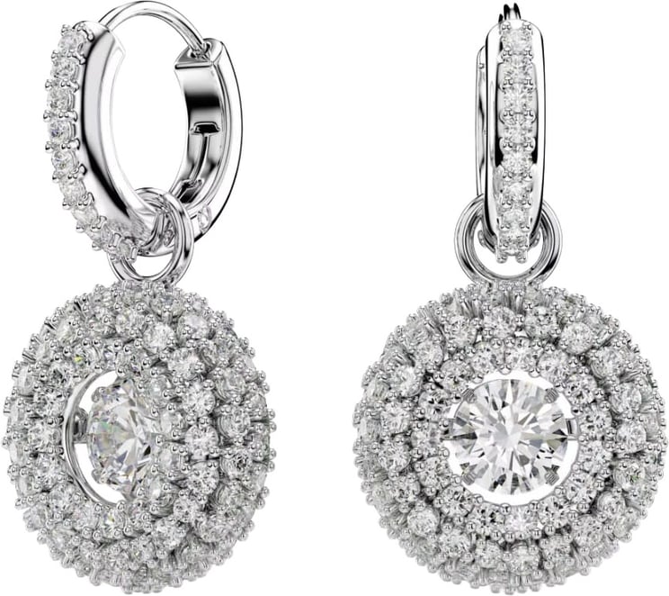 Swarovski Swarovski Oorbellen 5738193 Sublima Zilverkleurig Rond met Kristallen 14x26mm