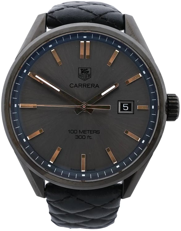 Tag Heuer TAG Heuer Carrera Delevingne Editions WAR101A WWM4561 SS x Leather QZ Watch with Gray Dial