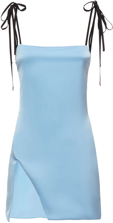 The Attico Short blue dress with black bows