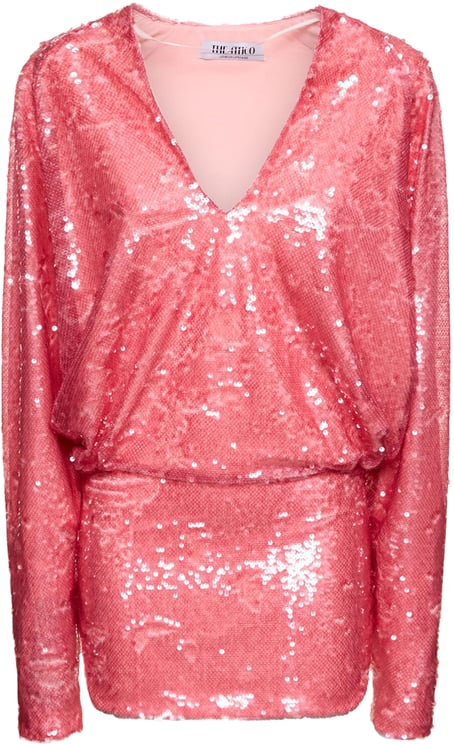 The Attico Elegant pink dress with V-neck