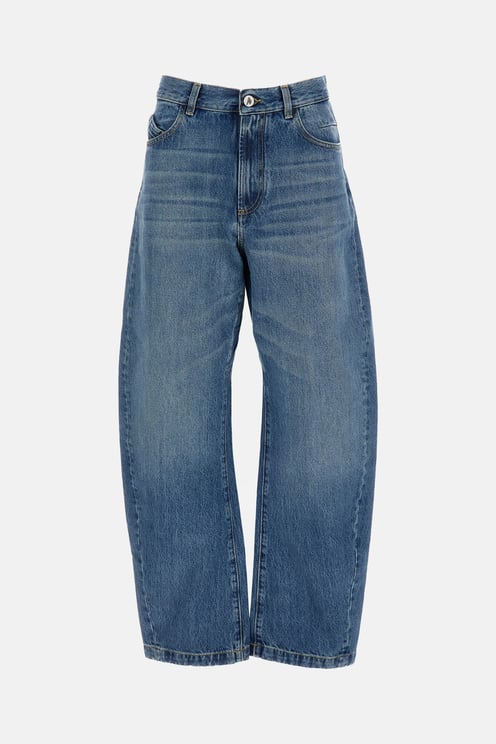 The Attico Barrel-Cut Denim Jeans with Adjustable Back Strap