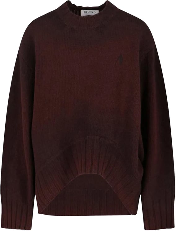 The Attico Wollen kasjmier trui met ronde hals, donkerbruin