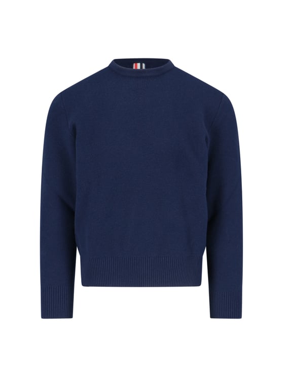 Thom Browne Tricolor Detail Crewneck Sweater – Blue