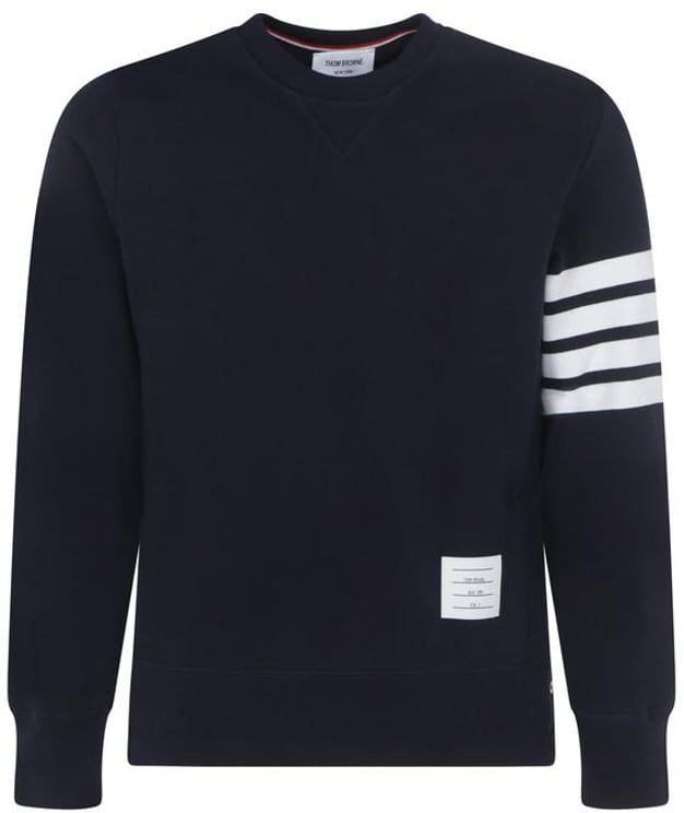 Thom Browne Classic Loopback Crewneck Sweatshirt With Signature Stripes