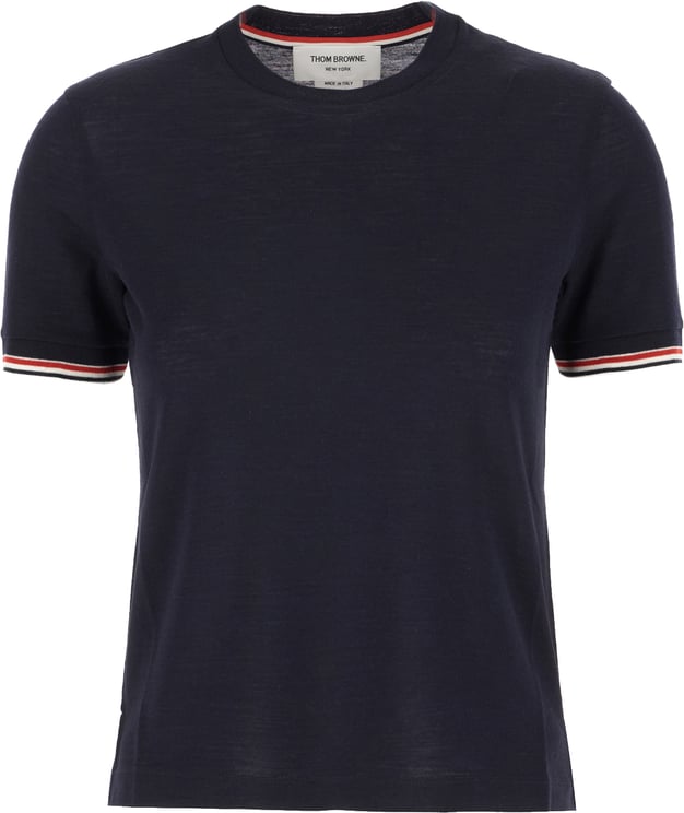 Thom Browne Thom Browne Blue navy wool blend t-shirt