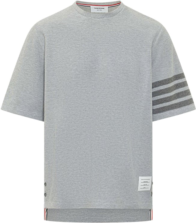 Thom Browne T-shirt in Maglia Testurizzata con Bande
