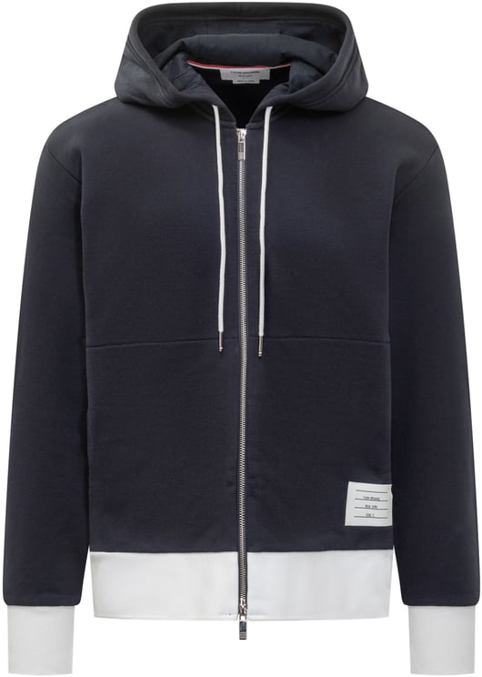 Thom Browne Thom Browne Felpa con Cappuccio Bicolore Zip Frontale
