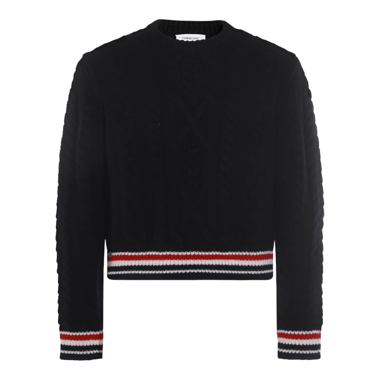 Thom Browne Blue Cable Knit Virgin Wool Sweater
