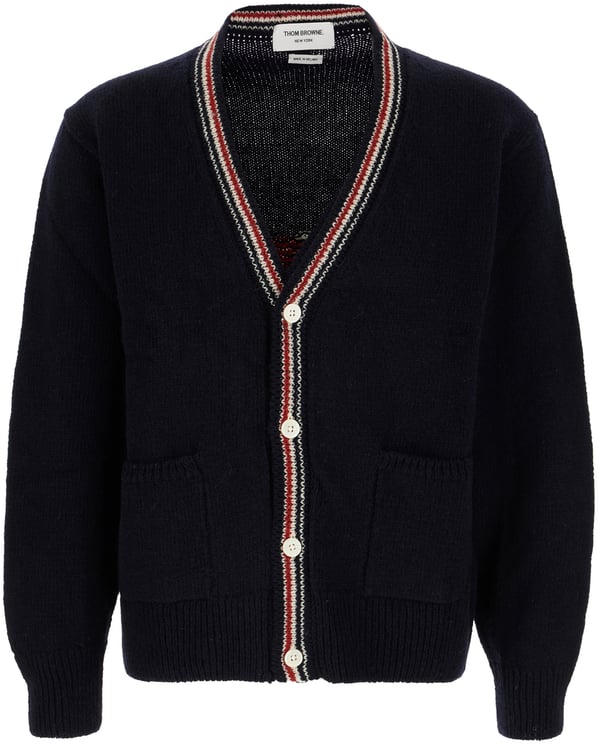 Thom Browne Thom Browne Navy blue wool blend cardigan