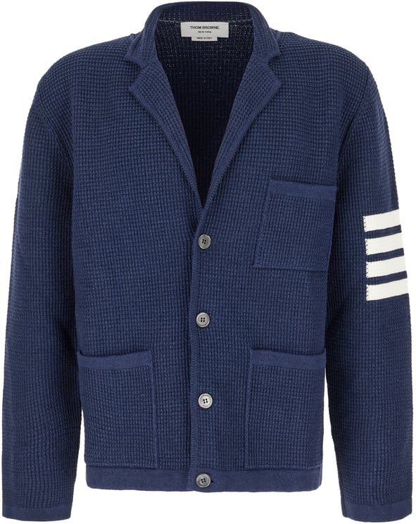 Thom Browne Thom Browne Blue stretch linen blend cardigan