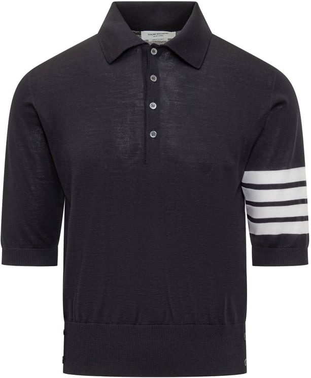 Thom Browne Polo In Maglia Con Righe Sulla Manica