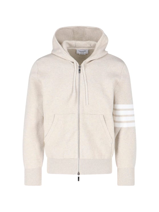 Thom Browne Beige 4-Bar Zip-Up Cotton Hoodie