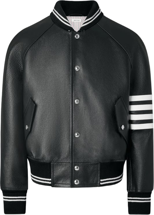 Thom Browne CALF LEATHER 4 BAR BOMBER JACKET