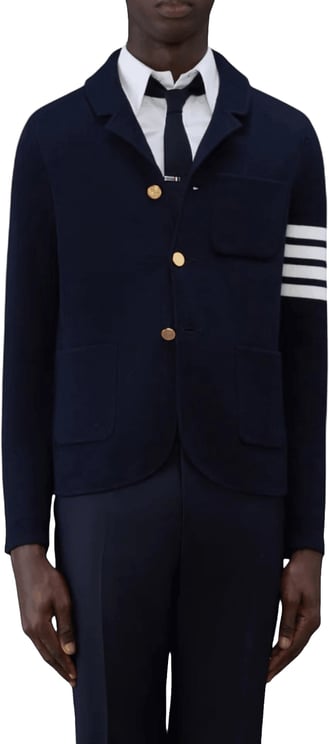 Thom Browne SINGLE BREASTED FINE MERINO WOOL 4 BAR CARDIGAN