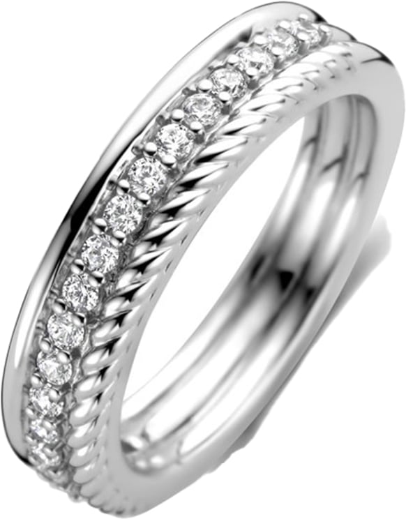 Ti Sento Ti Sento Ring 12282ZI/56 zilver met 3 verschillende designs en zirkonia's