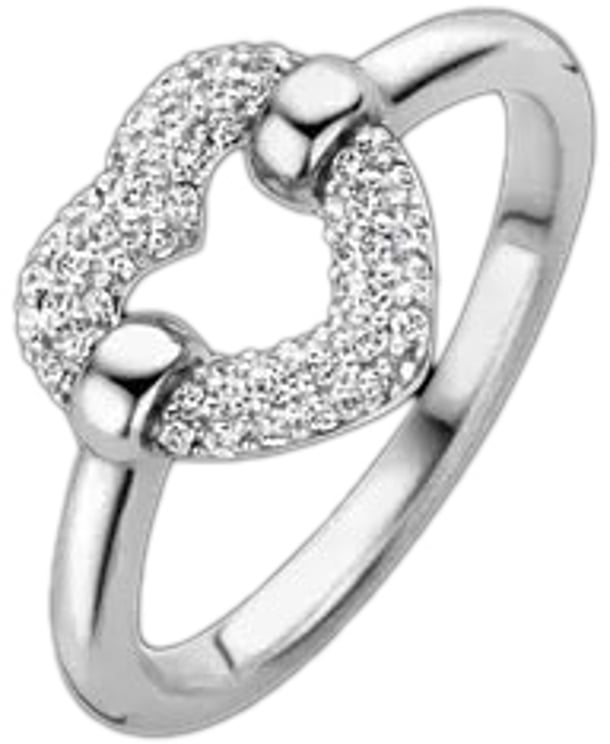 Ti Sento Ti Sento Ring 12291ZI/54 Zilver Gerhodineerd met Hart en Zirkonia Maat 54