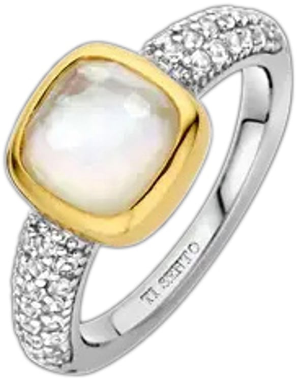 Ti Sento Ti Sento Ring 12331MW/54 Zilver Bi-color met Maansteen en Zirkonia's Maat 54
