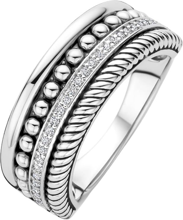 Ti Sento Ti Sento Ring 12418ZI/56 Zilver Vier Lagen met Zirkonia Maat 56
