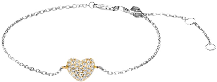 Ti Sento Ti Sento Armband 2885ZY Zilver Bi-color met Hart en Zirkonia 16-20cm