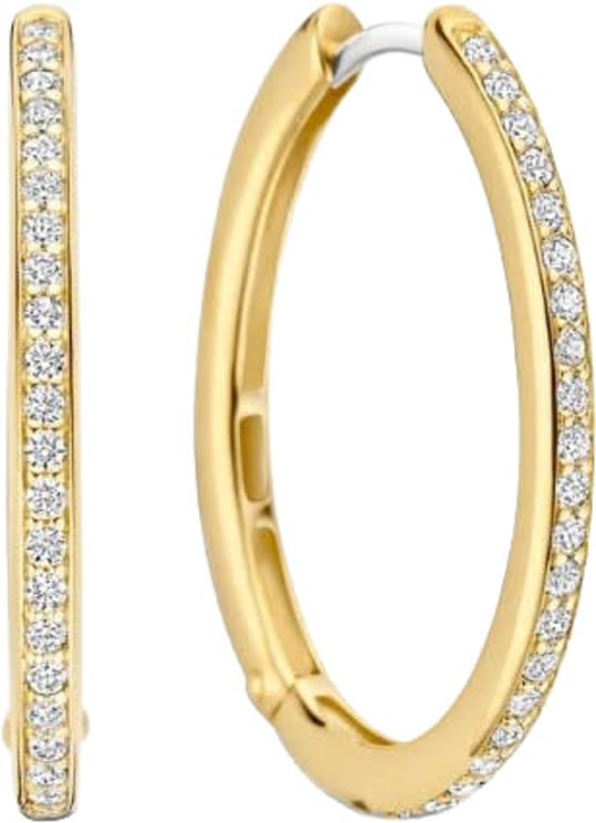 Ti Sento Ti Sento Oorbellen 7789ZY Zilver met Geelgouden Plating en Zirkonia 19.5x25mm