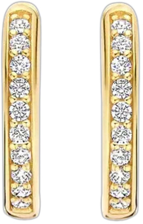 Ti Sento Ti Sento Oorbellen 7812ZY Zilver met Geelgouden Plating en Zirkonia 14mm