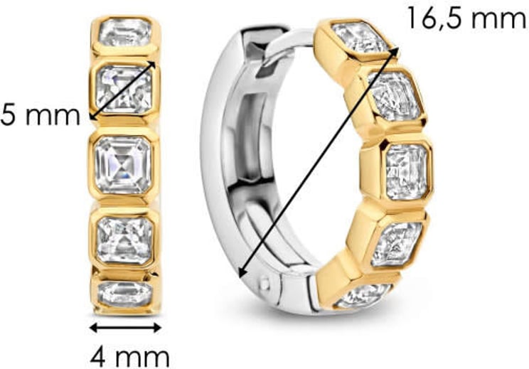 Ti Sento Ti Sento Oorbellen 7965ZY Zilver met Gouden Plating en Zirkonia's 16.5mm