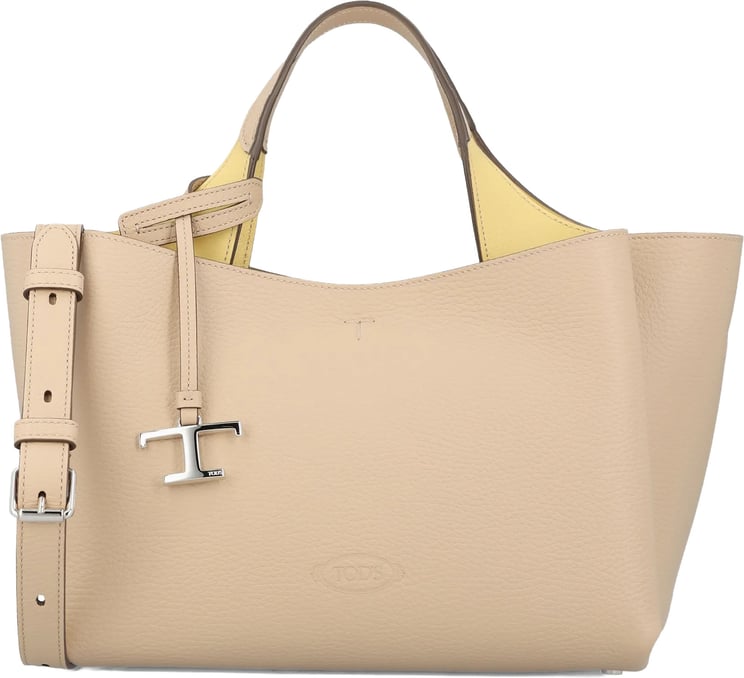 Tod's Beige Structured Leather Handbag