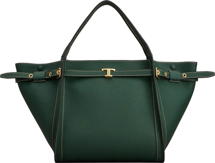 Tod's Green Borsa Textured Leather Handbag