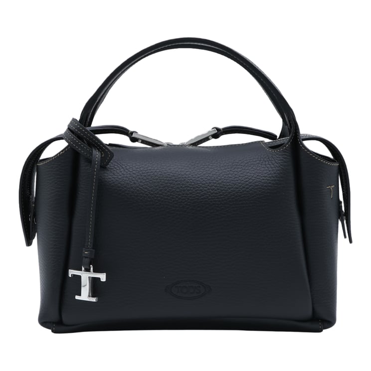 Tod's Black Structured Calfskin Detachable Strap Handbag