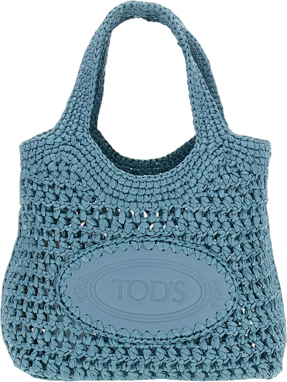 Tod's Hand-Crocheted Raffia Shopping Bag with Leather Details