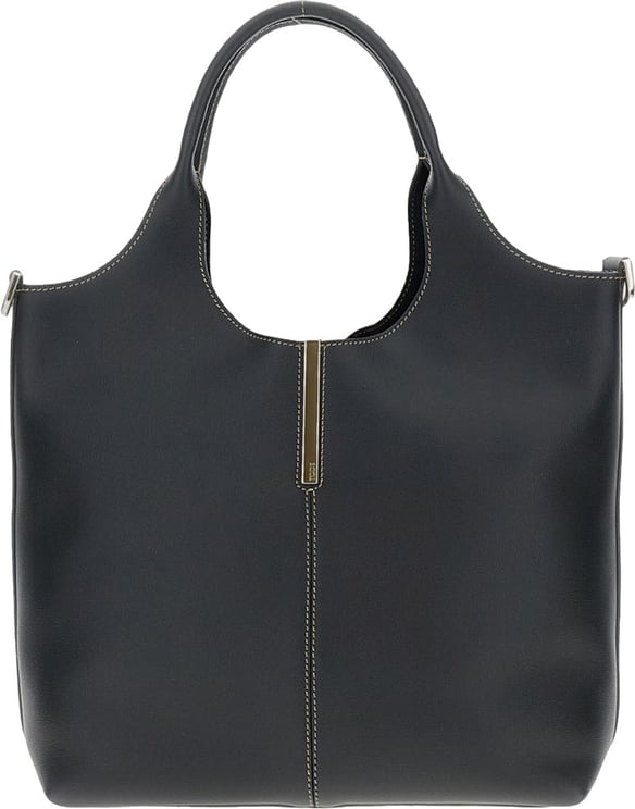 Tod's Black Structured Calfskin Shoulder Bag
