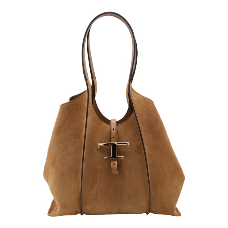 Tod's Suede Tote Bag with Metallic T-Buckle