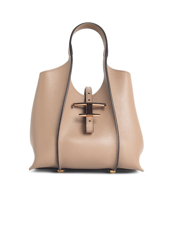 Tod's T Timeless Mini Shopping Bag In Beige Leather