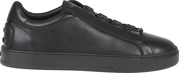 Tod's Minimalist Black Leather Sneakers with Textured Heel Detail