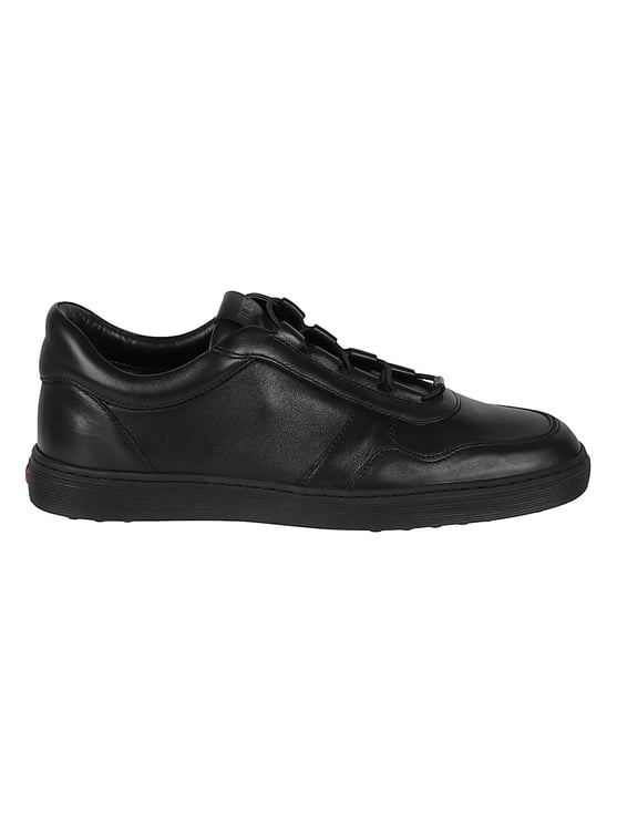 Tod's Black Calf Leather Red Dot Sneakers