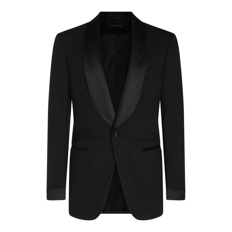 Tom Ford Tailored Black Tuxedo Jacket with Satin Peak Lapels