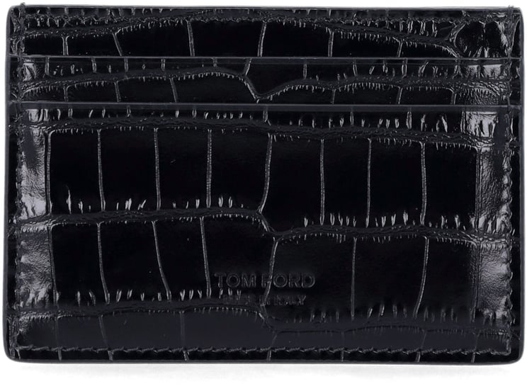 Tom Ford Classic Card Crocco Print Nero