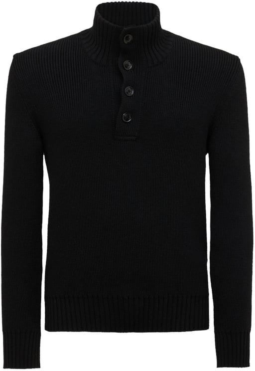 Tom Ford Black sweater with long sleeves and high collar